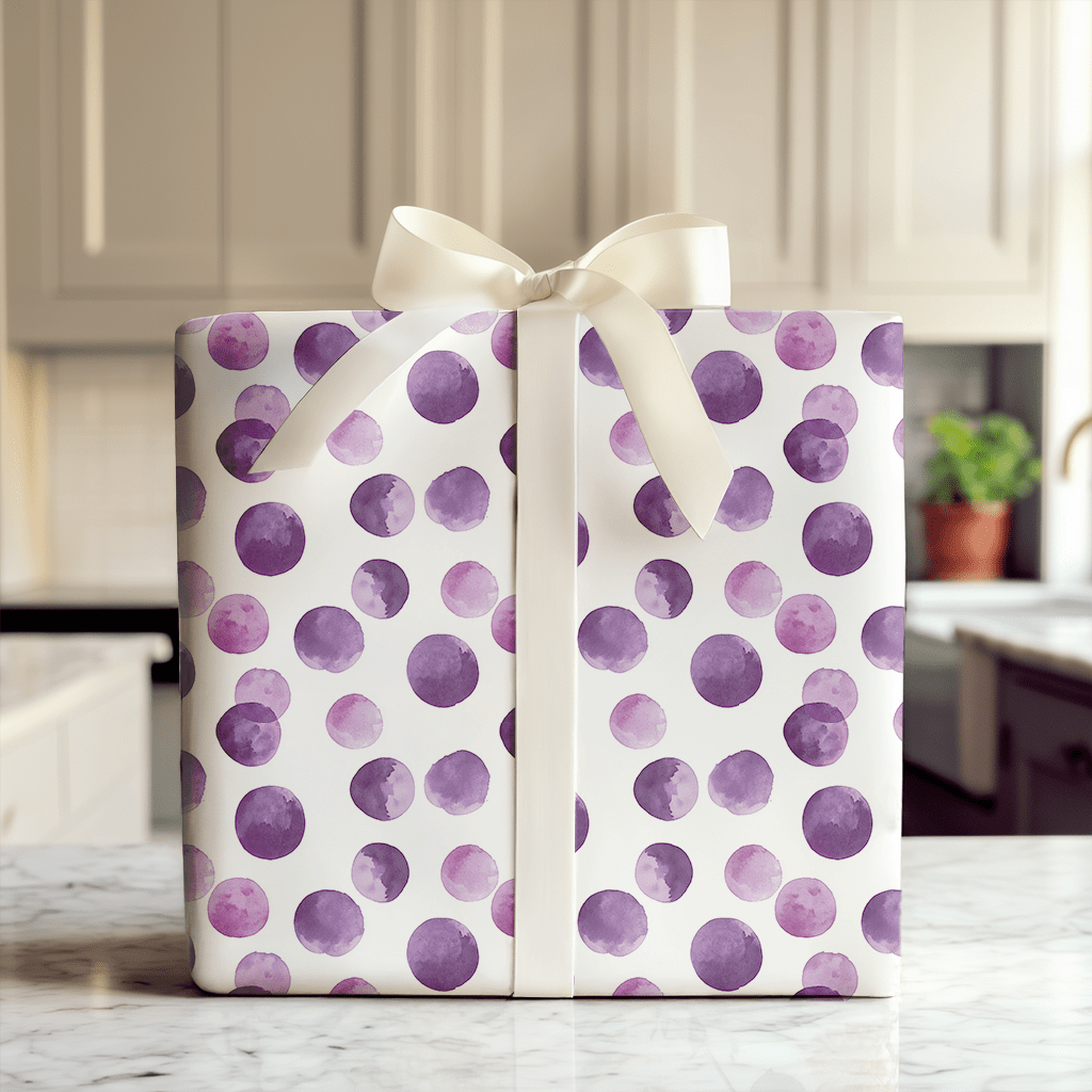 Violet Wrapper Iris Dot Wrapping Paper: Purple Polka Dot Gift Wrap for Baby and Bridal ...