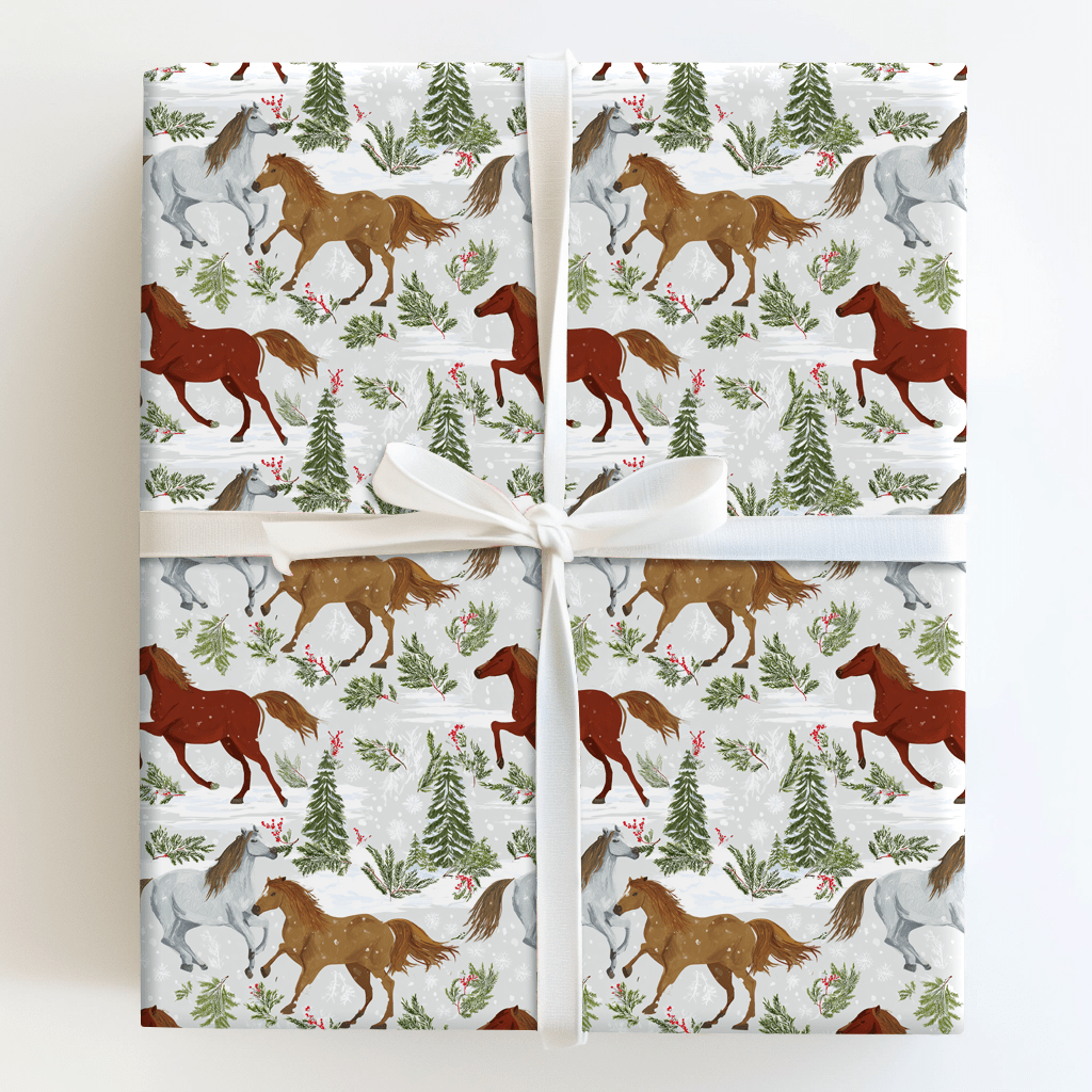 Winter Forest Horses - Wrapping Paper - Aspen & Arlo