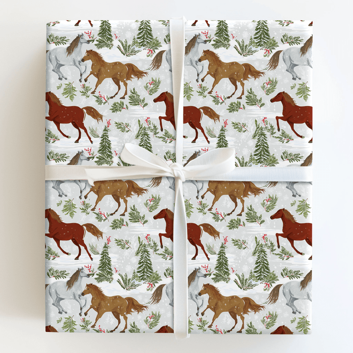 Winter Forest Horses - Wrapping Paper - Aspen & Arlo