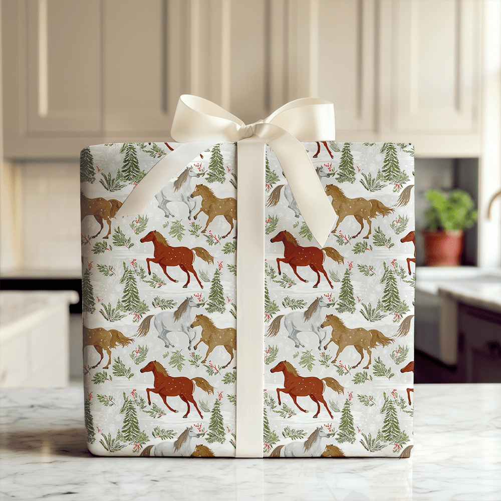 Winter Forest Horses - Wrapping Paper - Aspen & Arlo