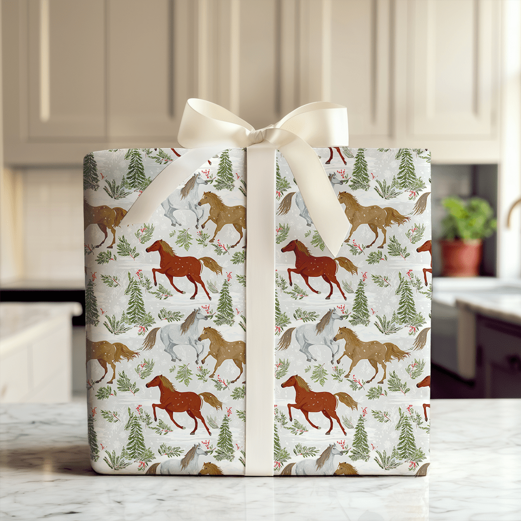 Winter Forest Horses - Wrapping Paper - Aspen & Arlo