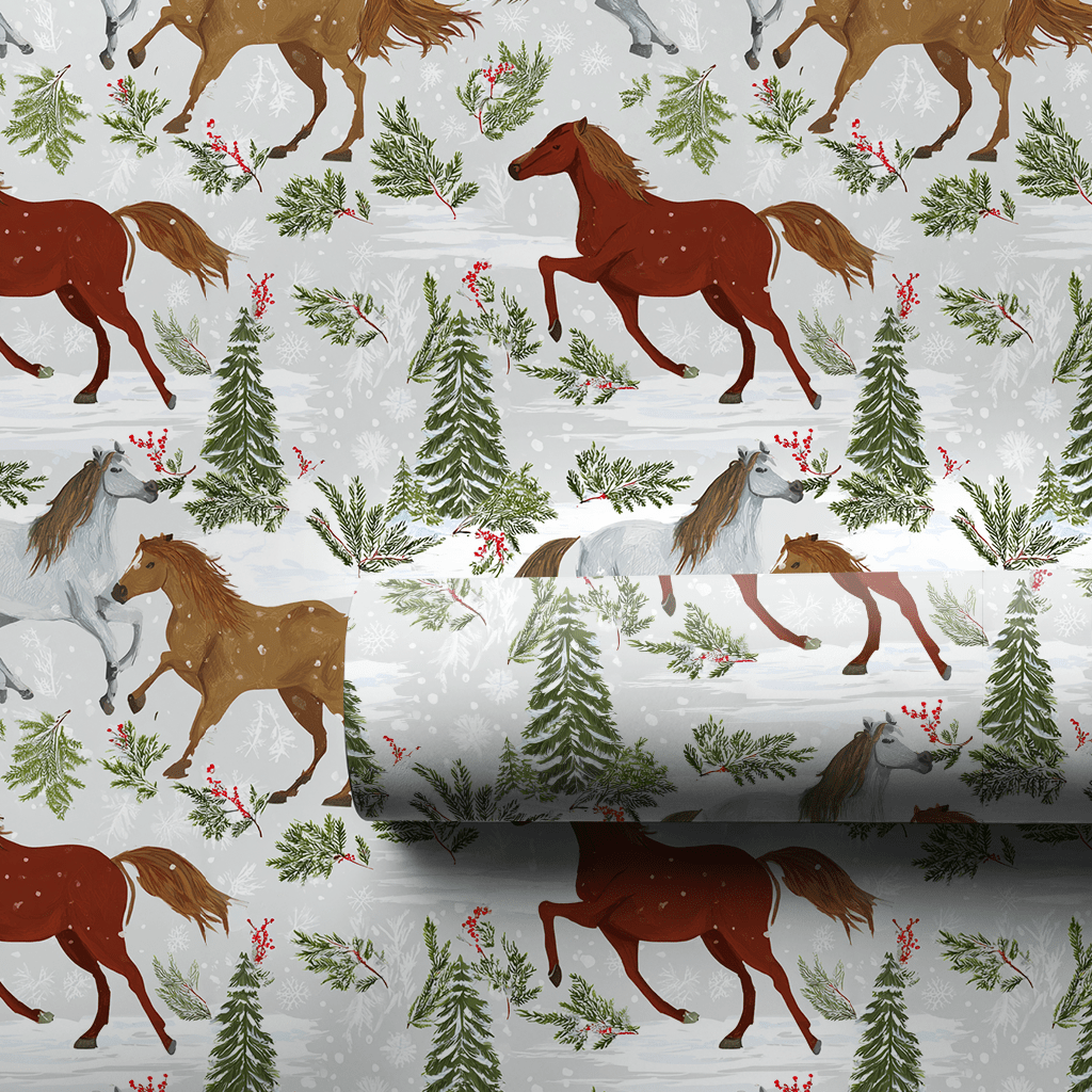 Winter Forest Horses - Wrapping Paper - Aspen & Arlo