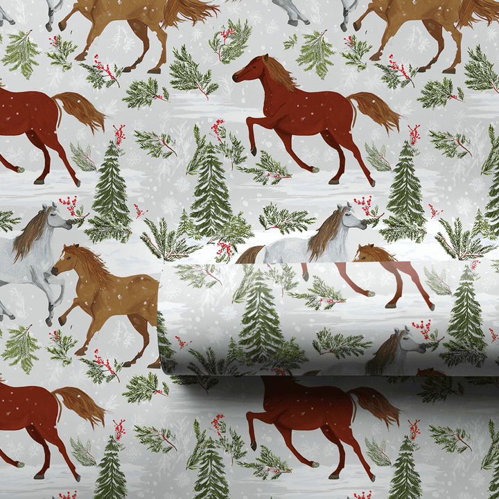 Winter Forest Horses - Wrapping Paper - Aspen & Arlo