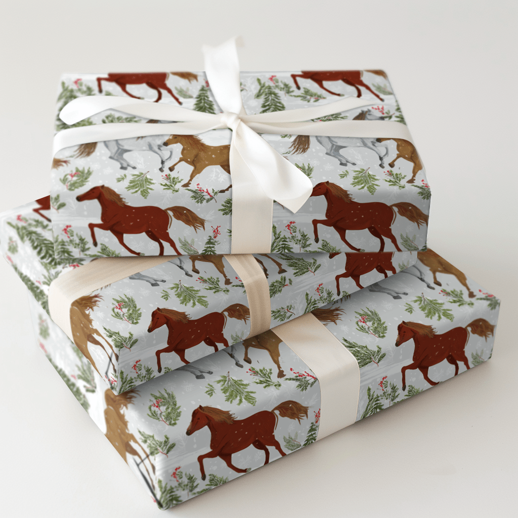 Winter Forest Horses - Wrapping Paper - Aspen & Arlo