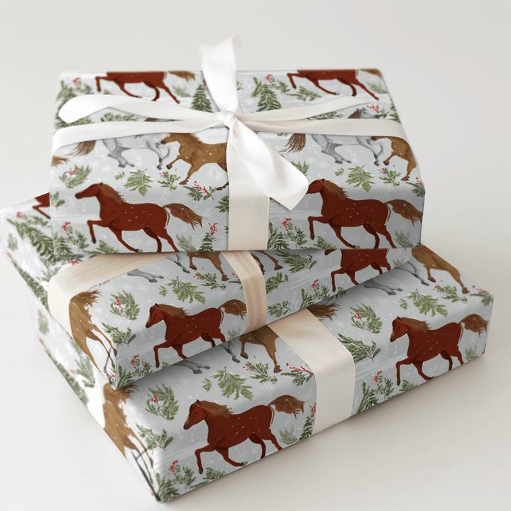 Winter Forest Horses - Wrapping Paper - Aspen & Arlo