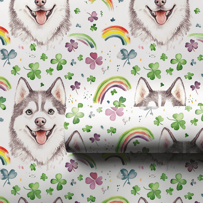 Rainbows with the Huskey - Wrapping Paper - Aspen & Arlo