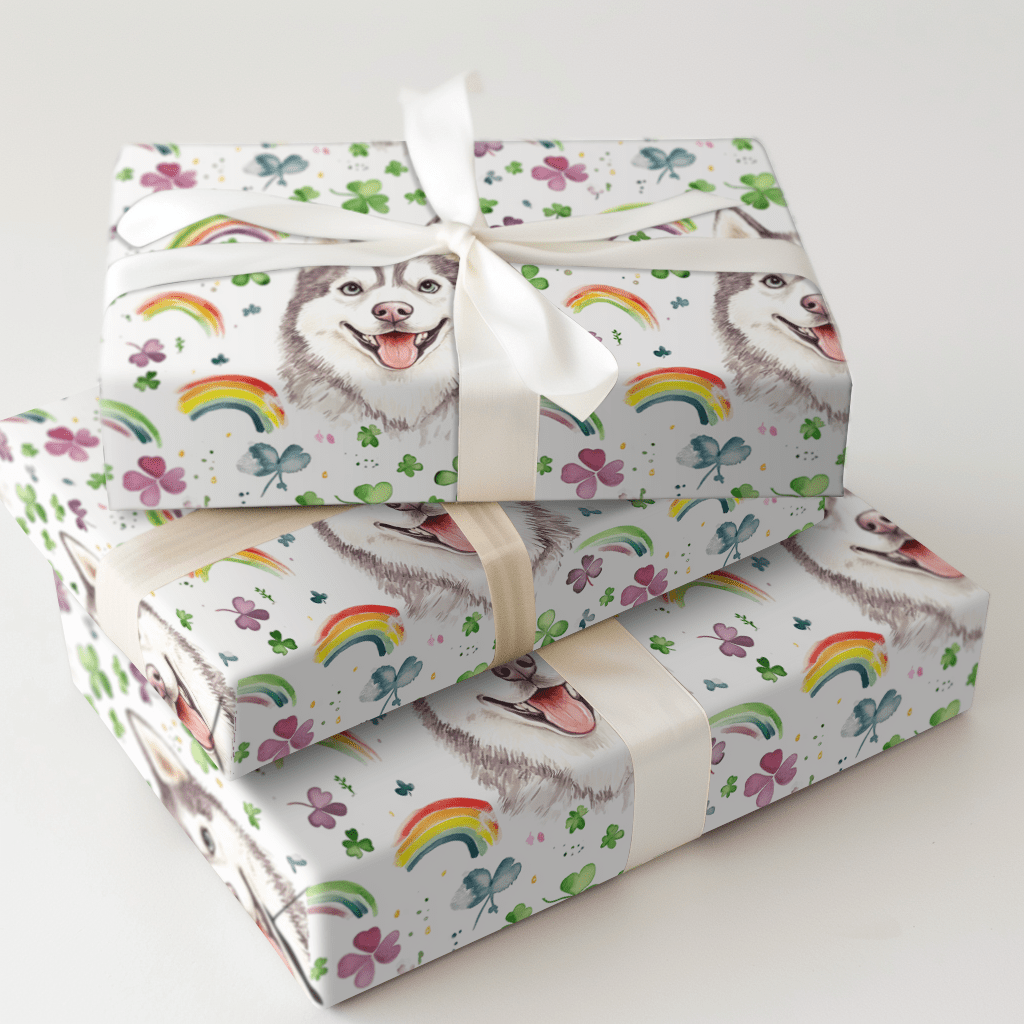 Rainbows with the Huskey - Wrapping Paper - Aspen & Arlo