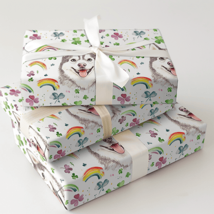 Rainbows with the Huskey - Wrapping Paper - Aspen & Arlo