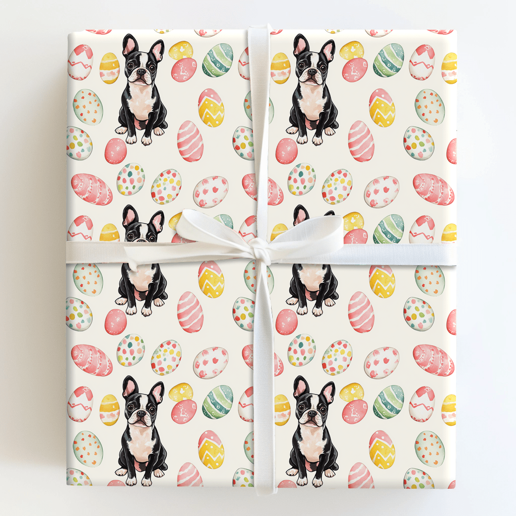 Easter Eggs with the Boston Terrier - Wrapping Paper - Aspen & Arlo