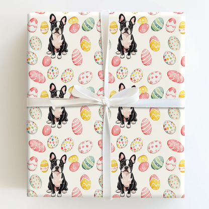 Easter Eggs with the Boston Terrier - Wrapping Paper - Aspen & Arlo