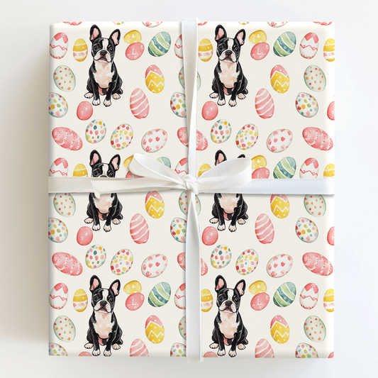 Easter Eggs with the Boston Terrier - Wrapping Paper - Aspen & Arlo
