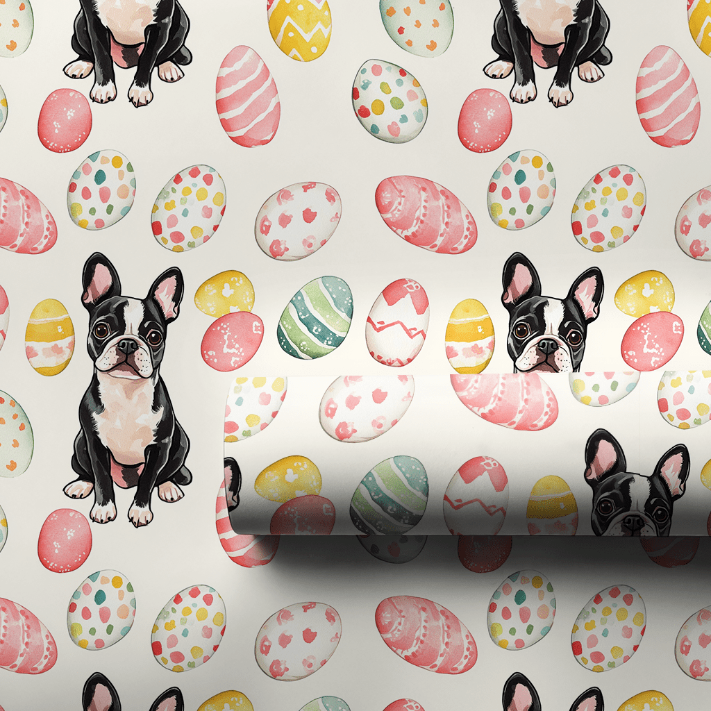 Easter Eggs with the Boston Terrier - Wrapping Paper - Aspen & Arlo