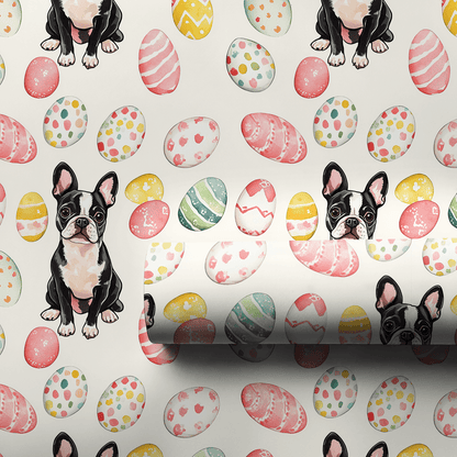 Easter Eggs with the Boston Terrier - Wrapping Paper - Aspen & Arlo