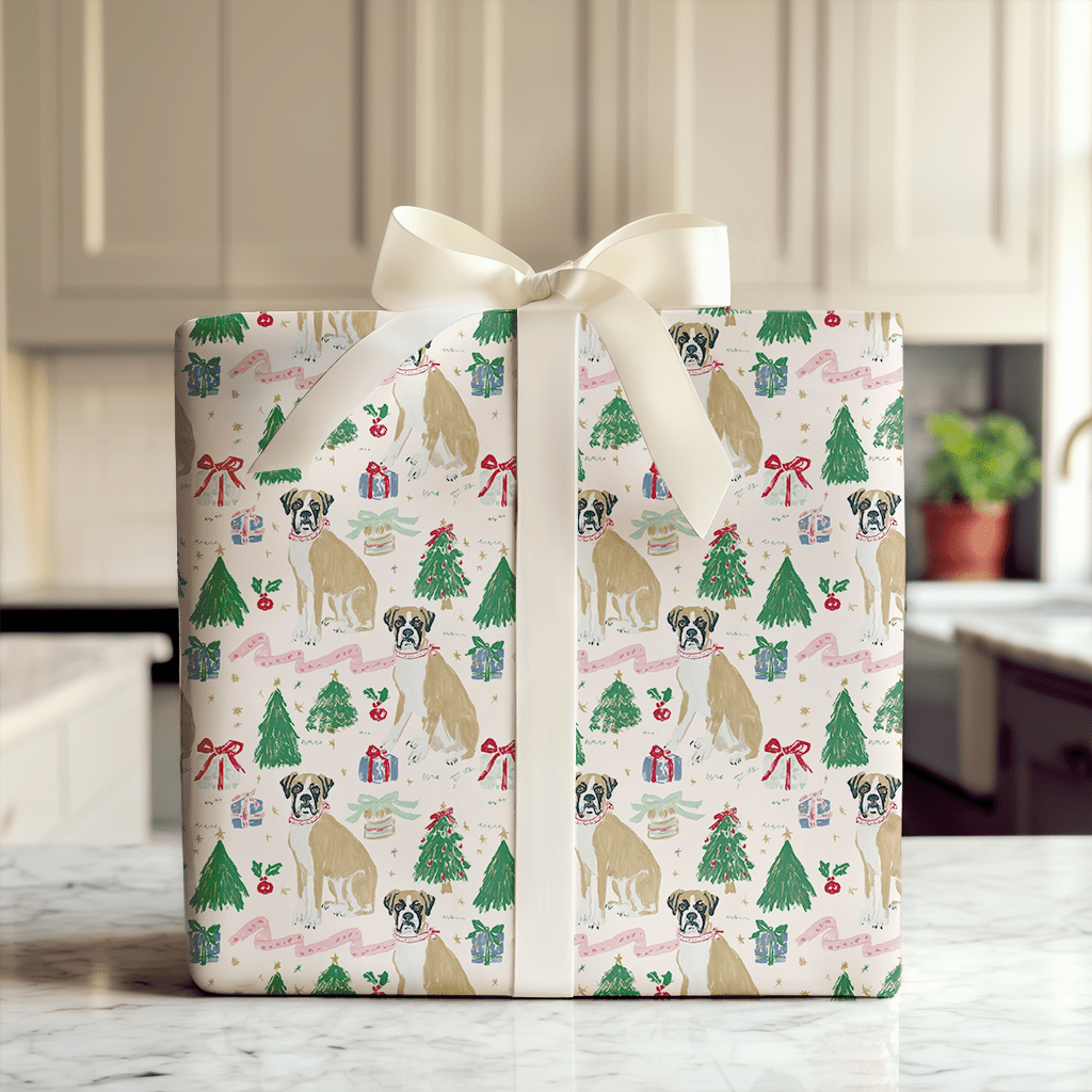 A Boxer Holiday - Wrapping Paper - Aspen & Arlo