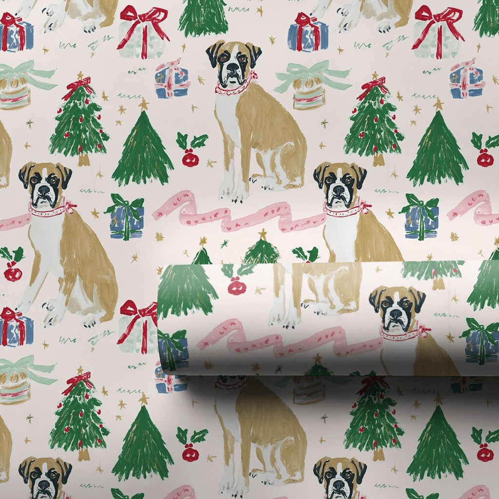 A Boxer Holiday - Wrapping Paper - Aspen & Arlo