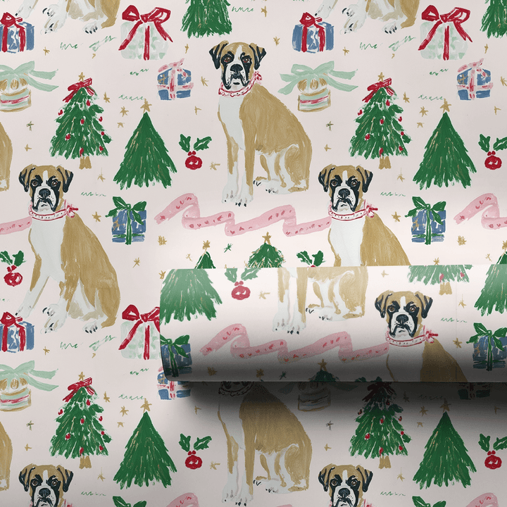 A Boxer Holiday - Wrapping Paper - Aspen & Arlo