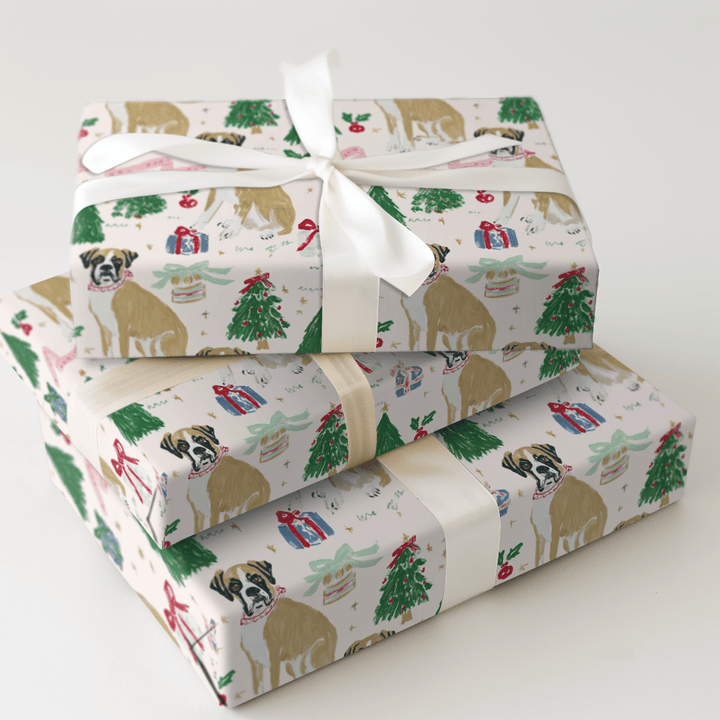 A Boxer Holiday - Wrapping Paper - Aspen & Arlo