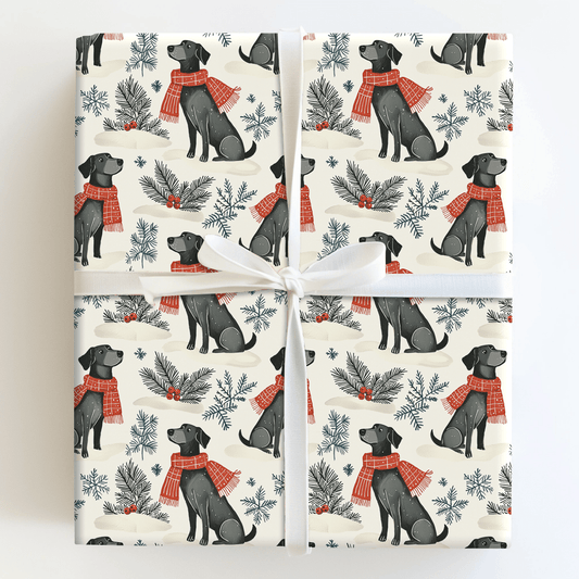 Black Lab Blizzard - Wrapping Paper - Aspen & Arlo