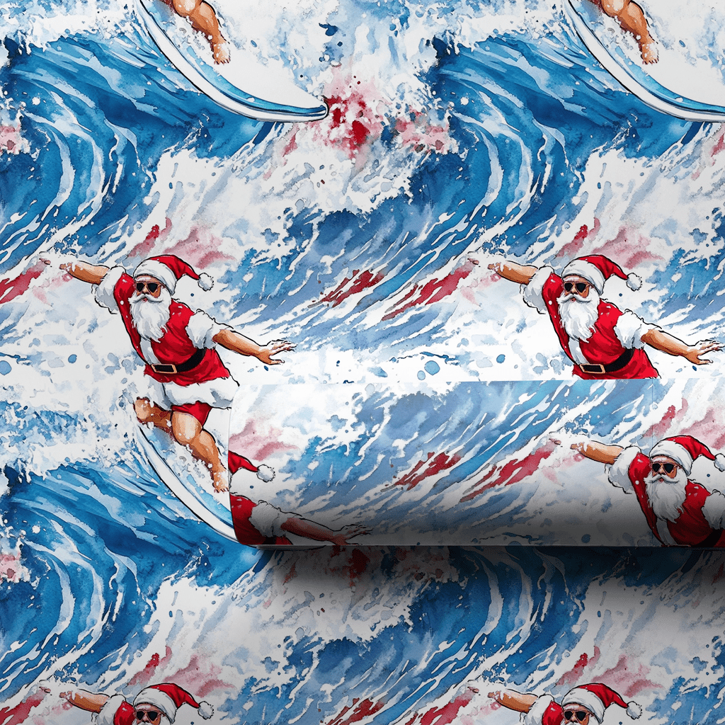 Surf's Up, Santa - Wrapping Paper - Aspen & Arlo
