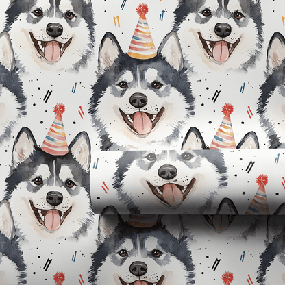 Happy Birthday Husky - Wrapping Paper - Aspen & Arlo