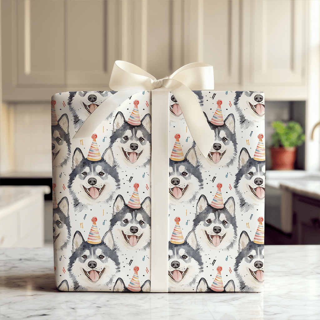 Happy Birthday Husky - Wrapping Paper - Aspen & Arlo