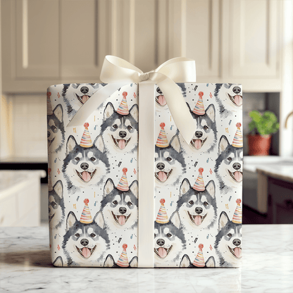 Happy Birthday Husky - Wrapping Paper - Aspen & Arlo