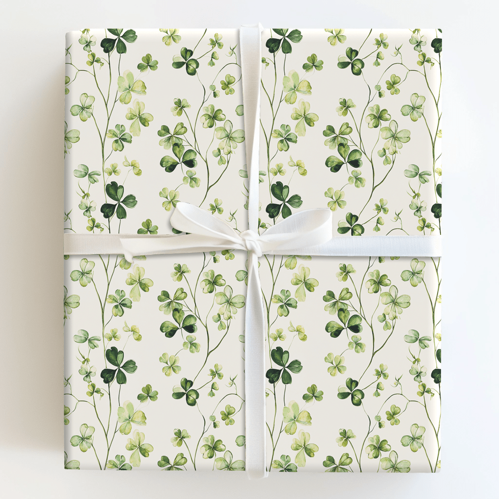 Field of Fortune Wrapping Paper: Shamrock Gift Wrap for Home Decor ...
