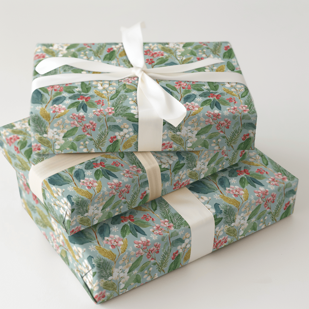 Flora in the Snow - Wrapping Paper - Aspen & Arlo