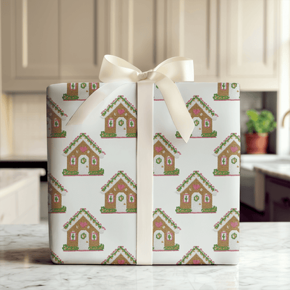 Needlepoint Gingerbread House - Wrapping Paper - Aspen & Arlo