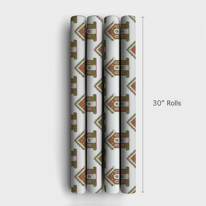 Needlepoint Gingerbread House - Wrapping Paper - Aspen & Arlo