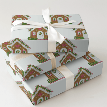 Needlepoint Gingerbread House - Wrapping Paper - Aspen & Arlo