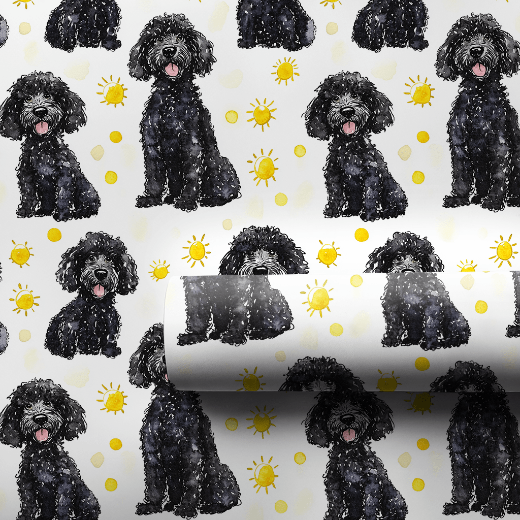 Sunny Day with the Black Poodles - Wrapping Paper - Aspen & Arlo