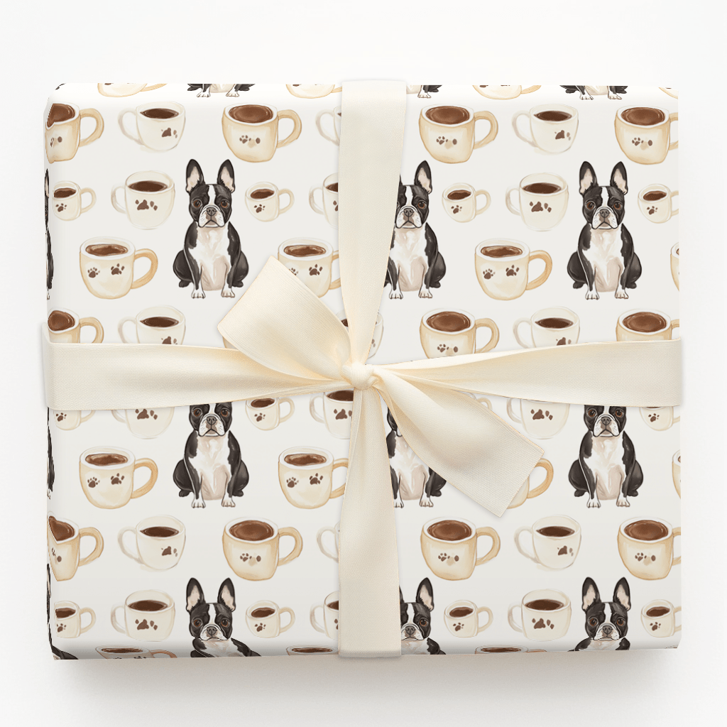 Coffee Day with the Boston Terrier - Wrapping Paper - Aspen & Arlo