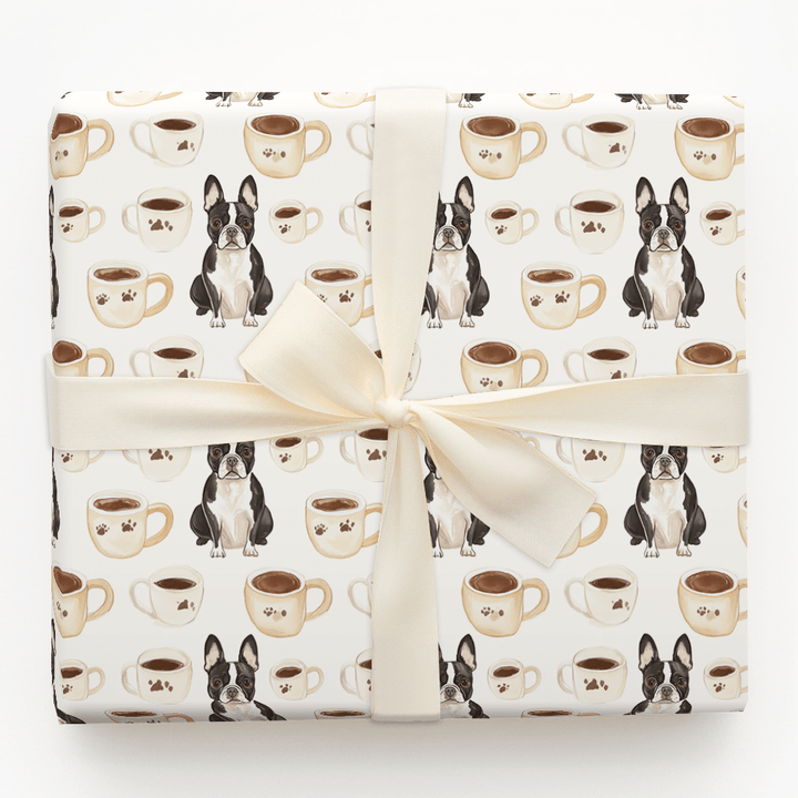 Coffee Day with the Boston Terrier - Wrapping Paper - Aspen & Arlo