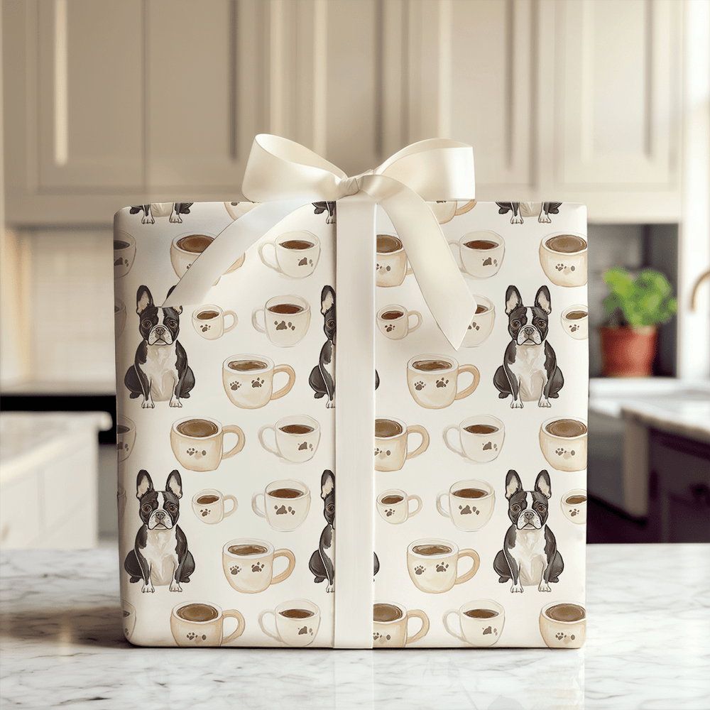 Coffee Day with the Boston Terrier - Wrapping Paper - Aspen & Arlo