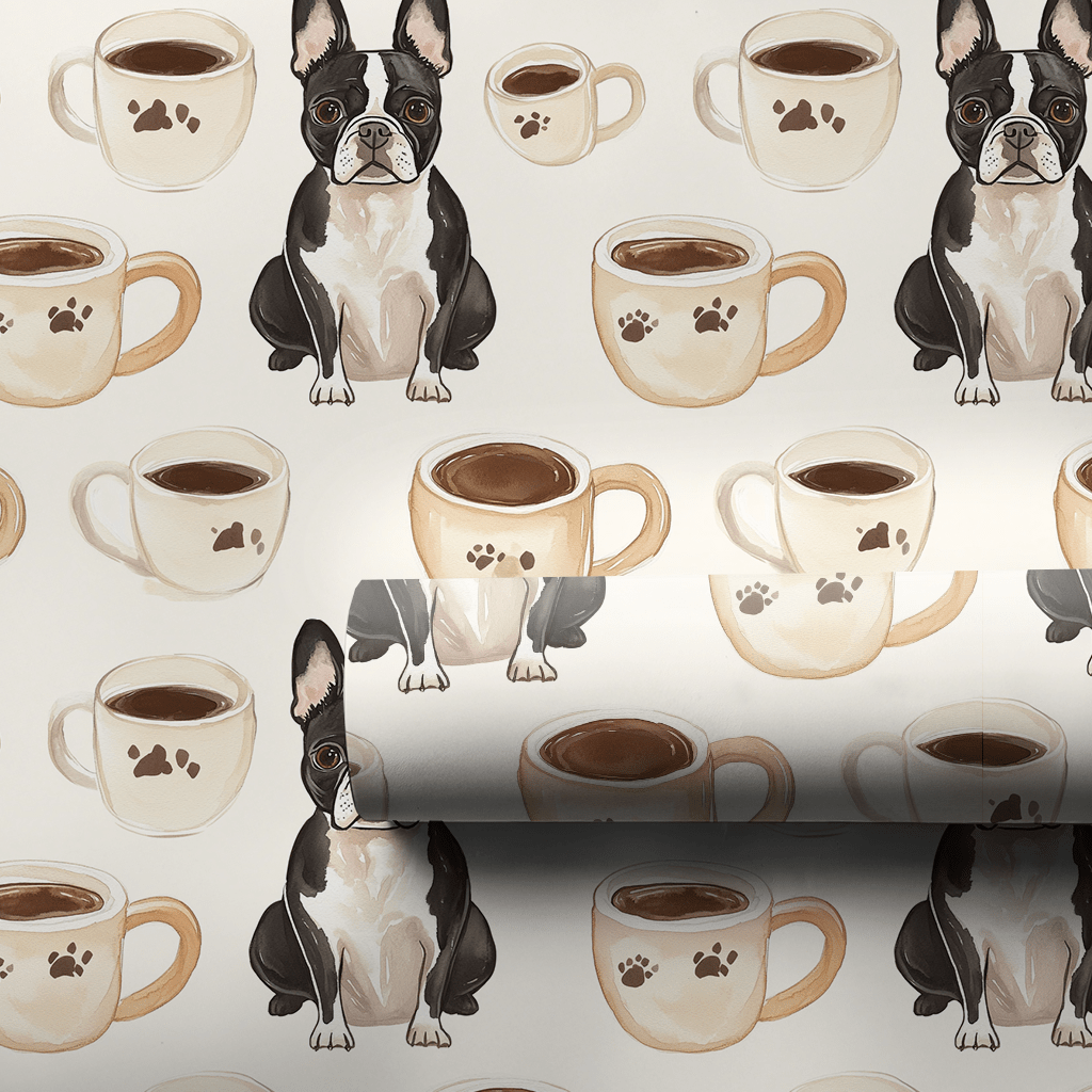 Coffee Day with the Boston Terrier - Wrapping Paper - Aspen & Arlo
