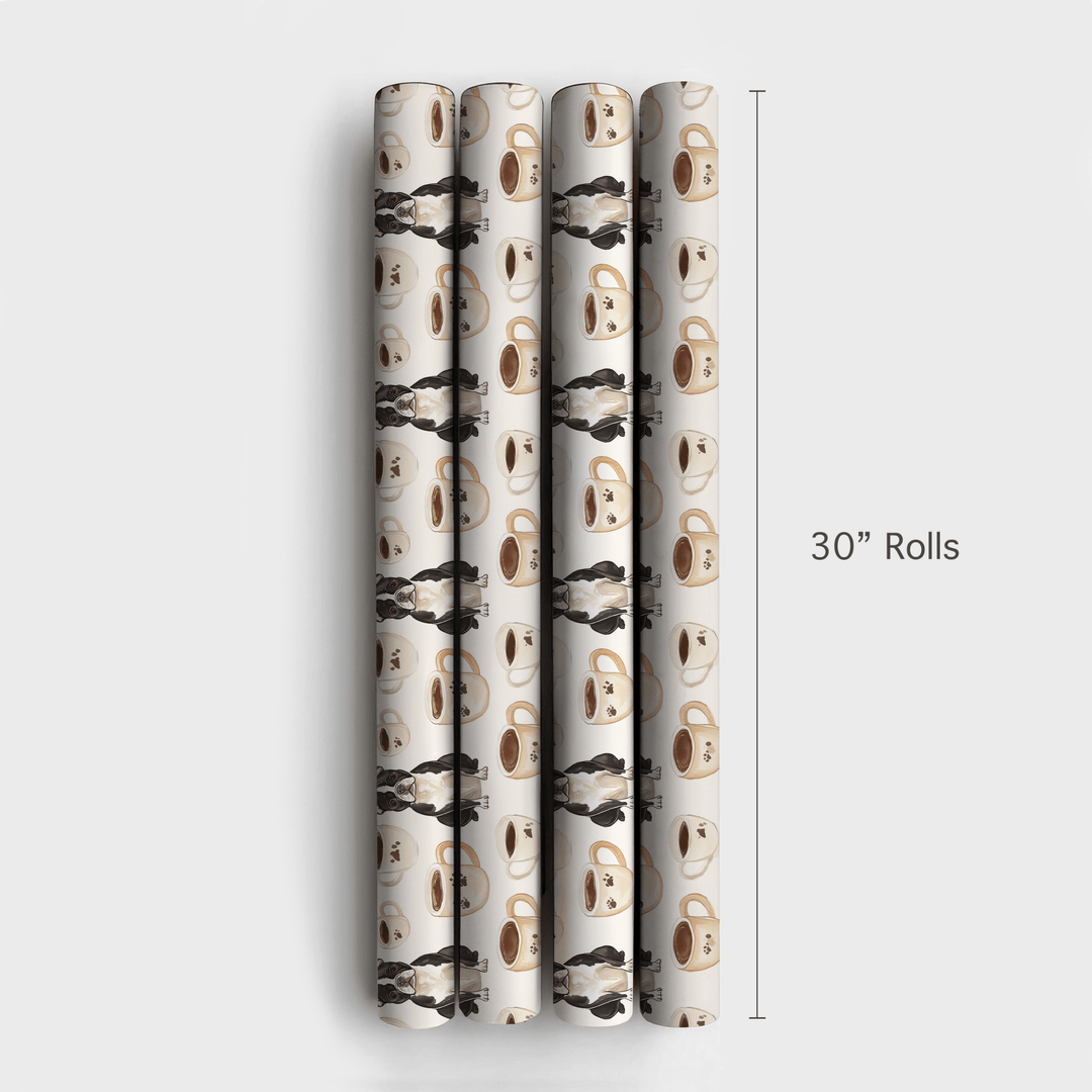 Coffee Day with the Boston Terrier - Wrapping Paper - Aspen & Arlo