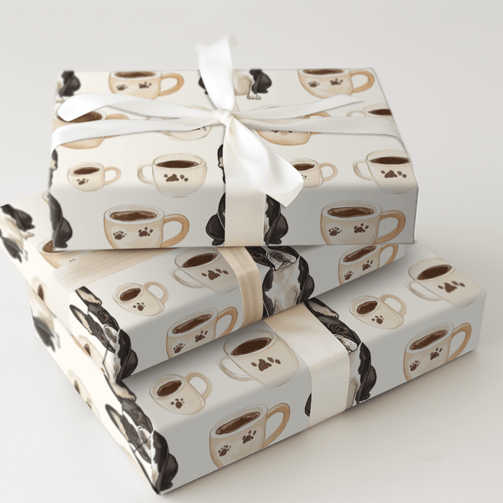 Coffee Day with the Boston Terrier - Wrapping Paper - Aspen & Arlo