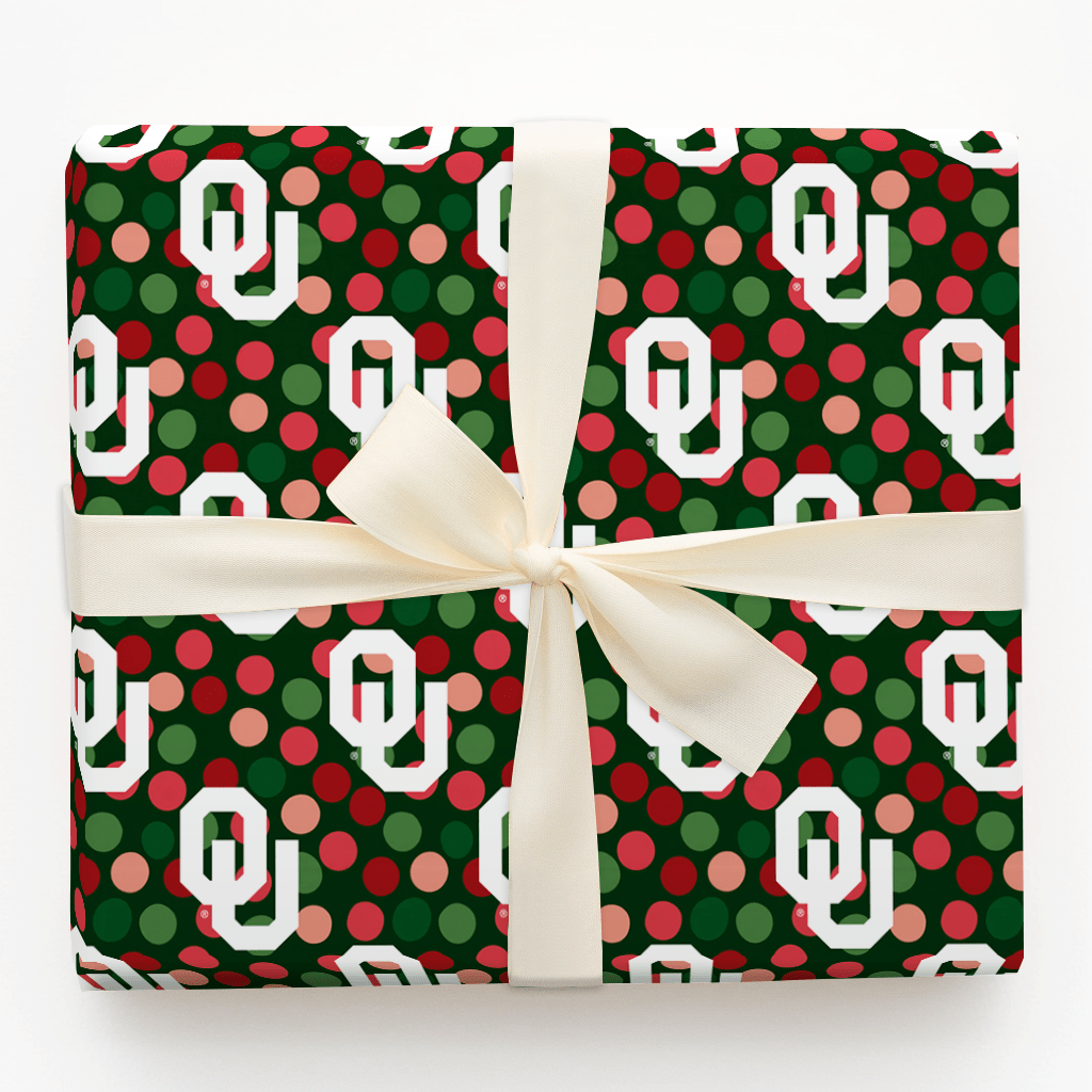 Oklahoma University Christmas Dots - Wrapping Paper - Aspen & Arlo