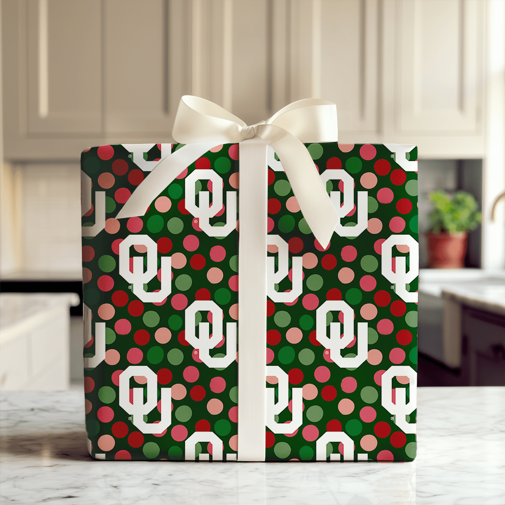 Oklahoma University Christmas Dots - Wrapping Paper - Aspen & Arlo