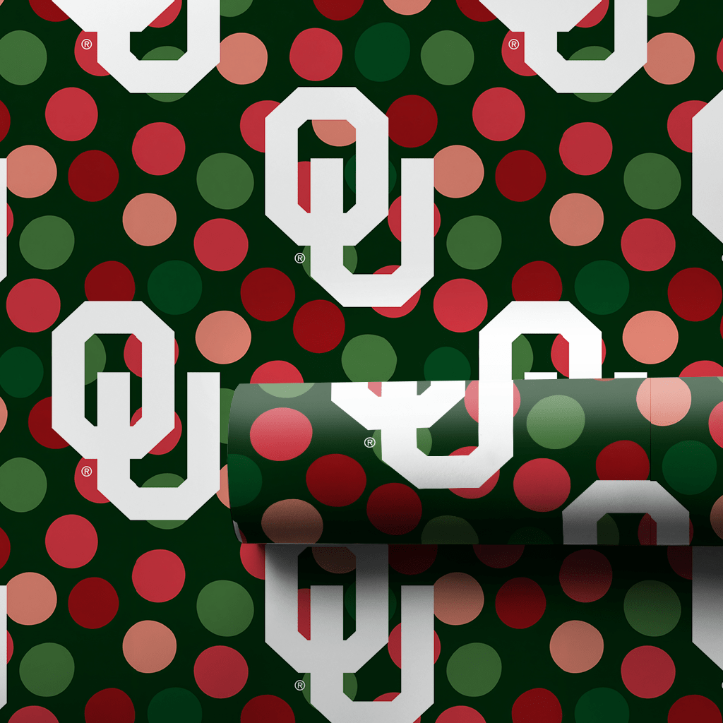 Oklahoma University Christmas Dots - Wrapping Paper - Aspen & Arlo