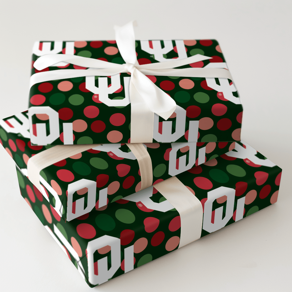 Oklahoma University Christmas Dots - Wrapping Paper - Aspen & Arlo