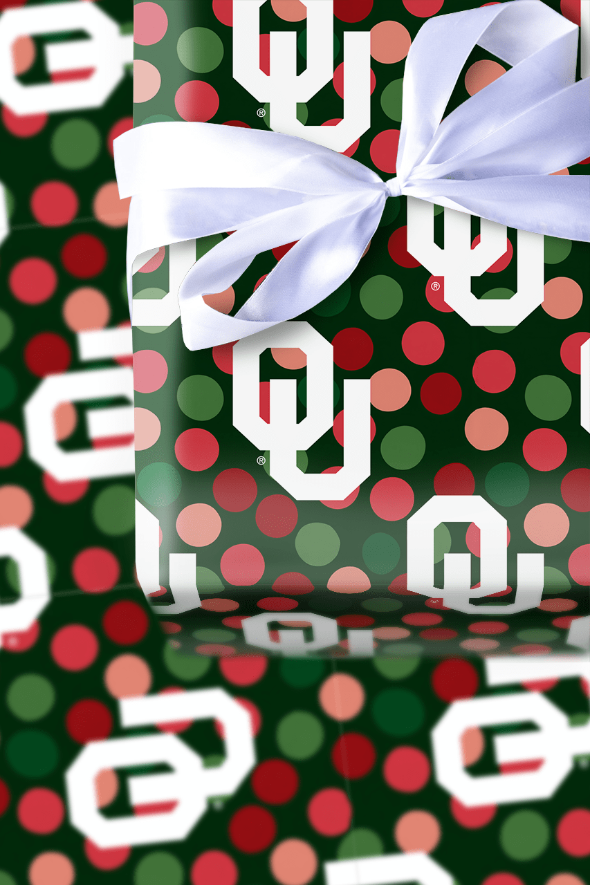 Oklahoma University Christmas Dots - Wrapping Paper - Aspen & Arlo