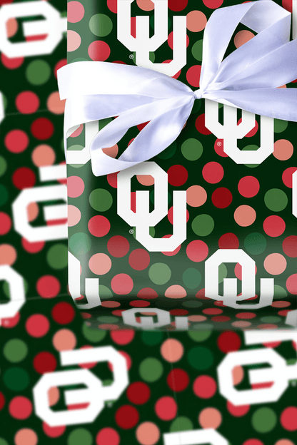 Oklahoma University Christmas Dots - Wrapping Paper - Aspen & Arlo
