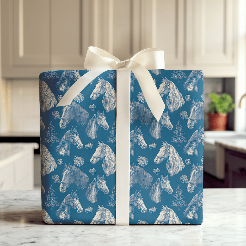 Equine Blue - Wrapping Paper - Aspen & Arlo