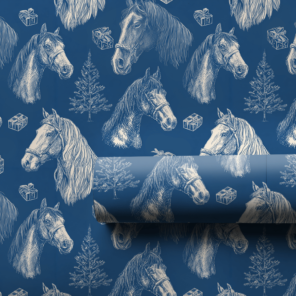 Equine Blue - Wrapping Paper - Aspen & Arlo