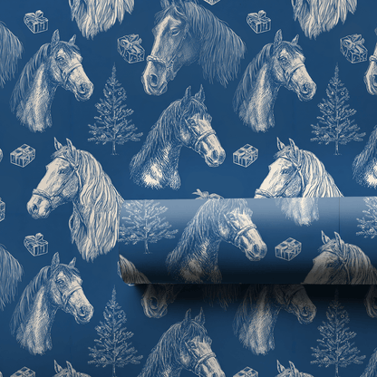 Equine Blue - Wrapping Paper - Aspen & Arlo