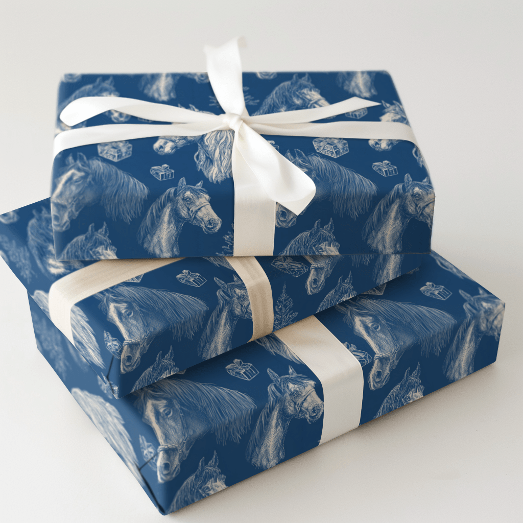 Equine Blue - Wrapping Paper - Aspen & Arlo