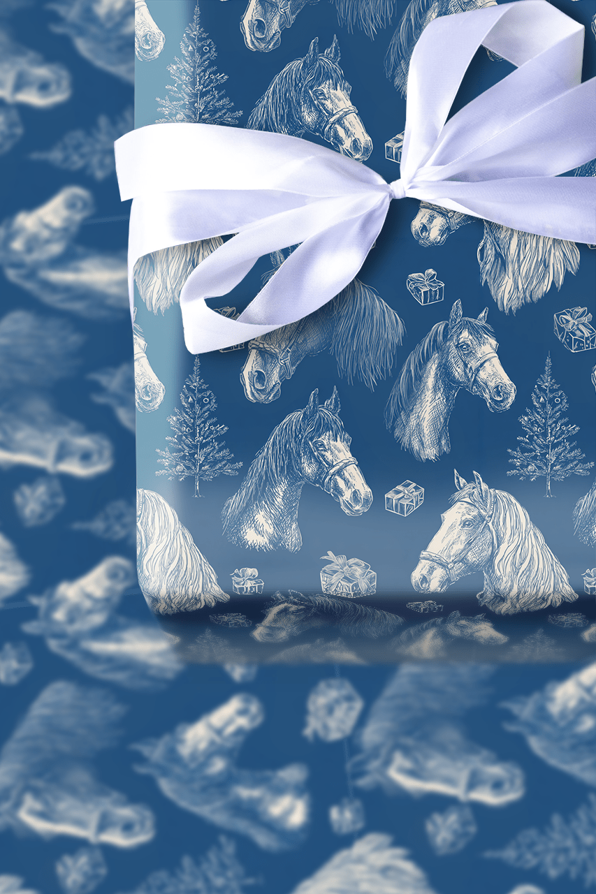 Equine Blue - Wrapping Paper - Aspen & Arlo