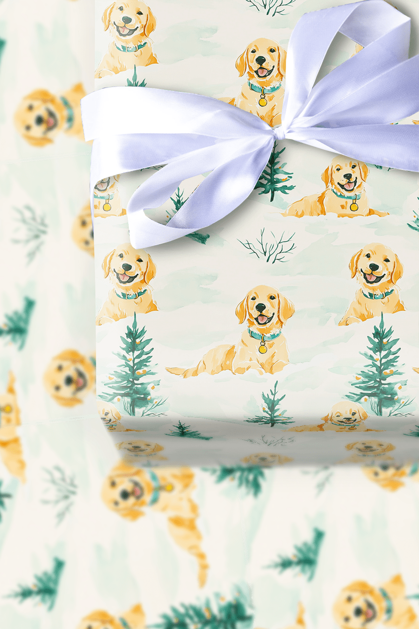 Golden Retriever Christmas - Wrapping Paper - Aspen & Arlo